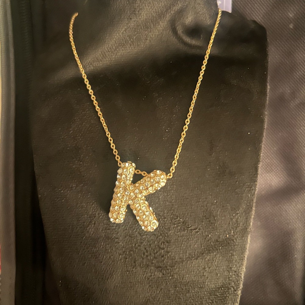 Gold Initial 'K' Necklace for Kids